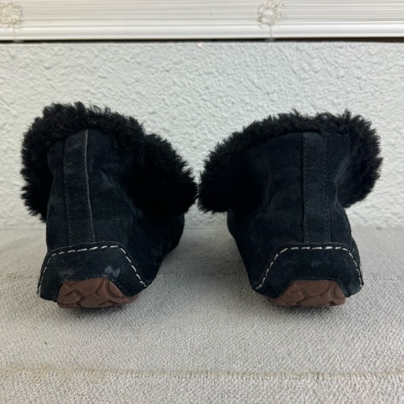 UGG Alena Shearling Cuff Moccasins Slippers Womens US 8 Black Suede - Picture 5 of 8